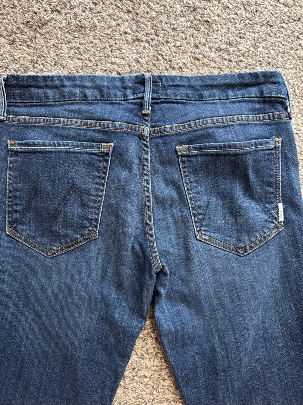 MOTHER Dark Blue Frayed Ankle Jeans
